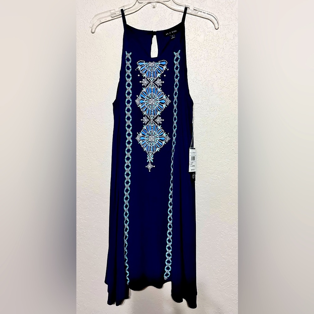 “NWT” AsYou Wish Women A-line Gauze Dress with keyhole back,Junior X-Large size.